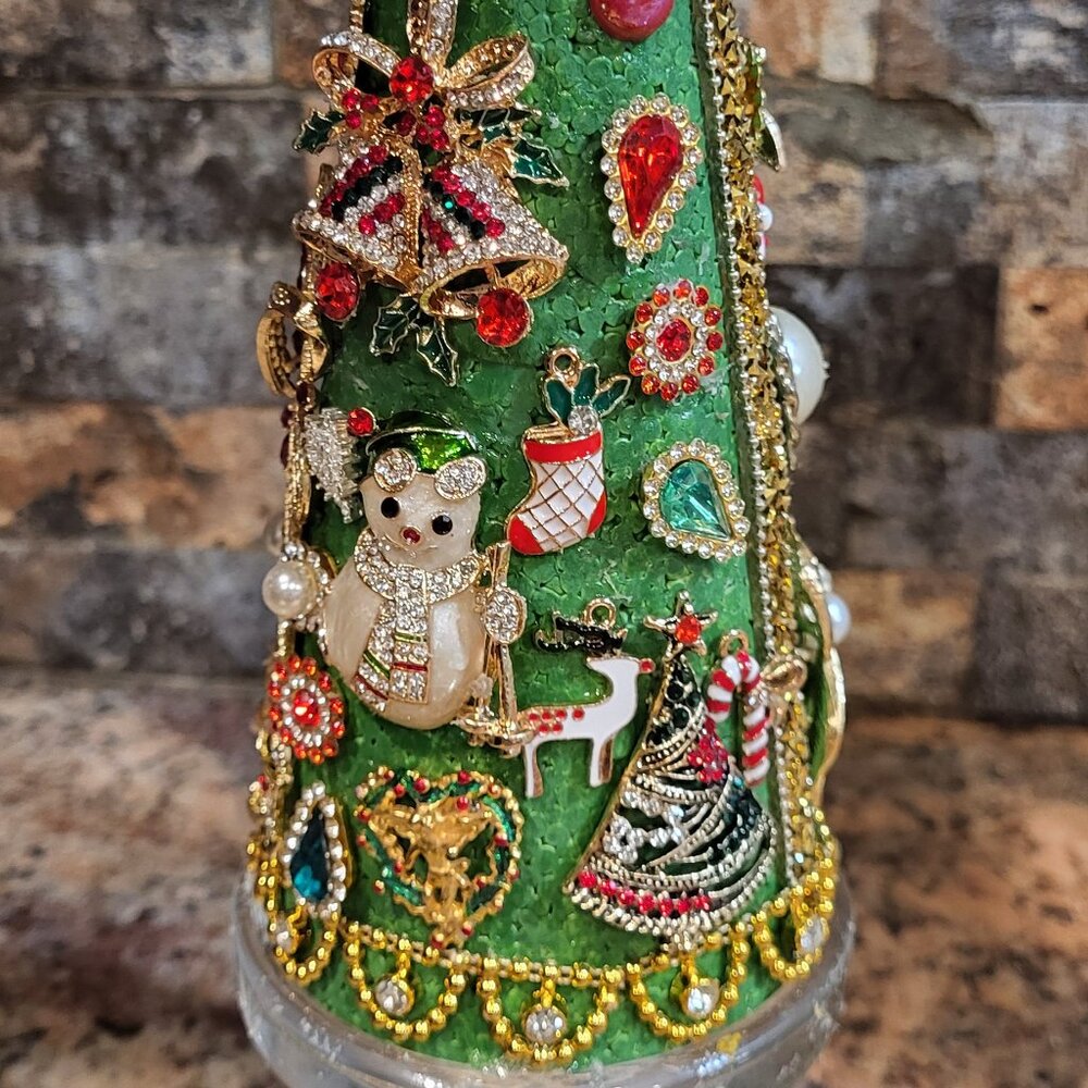 Christmas Tree with Broken and repurposed Jewelry